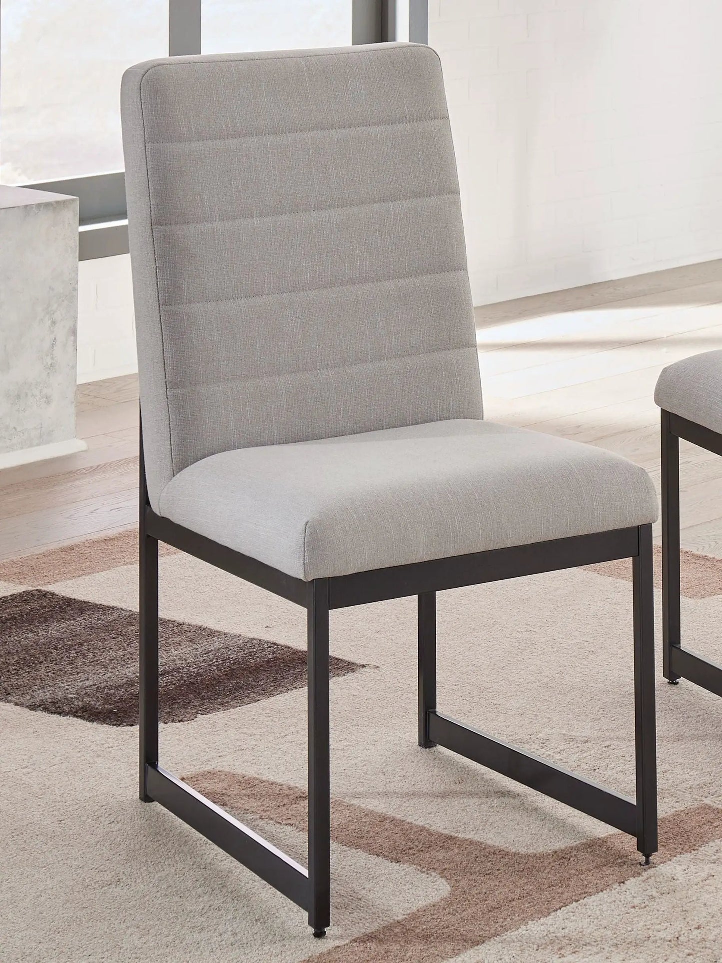 Tomtyn dining upholstered side chairs set of 2, light brown fabric, metal frames on Tampa Home & Garden Store