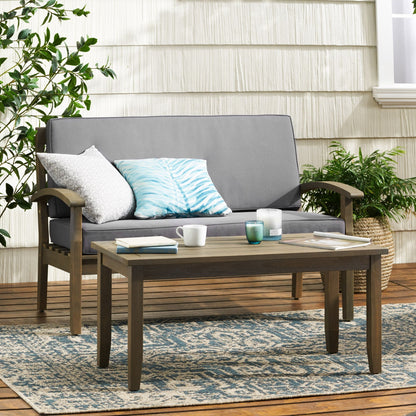Outdoor Chat Set with Coffee Table and Loveseat gray cushions 2-Piece Outdoor Set HouseOfZazla on Tampa Home & Garden Store