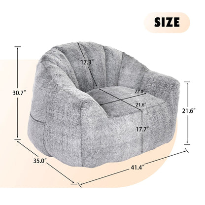 Beanbag chair with armrests in grey plush fabric, dense foam fill Unique Piece Furniture on Tampa Home & Garden Store