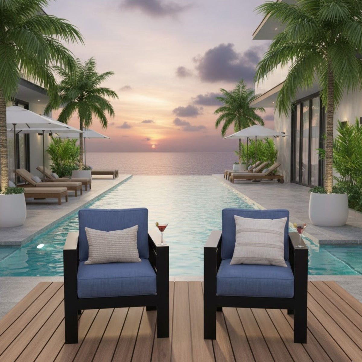 All Weather Patio Chairs and Thick Foam Cushions