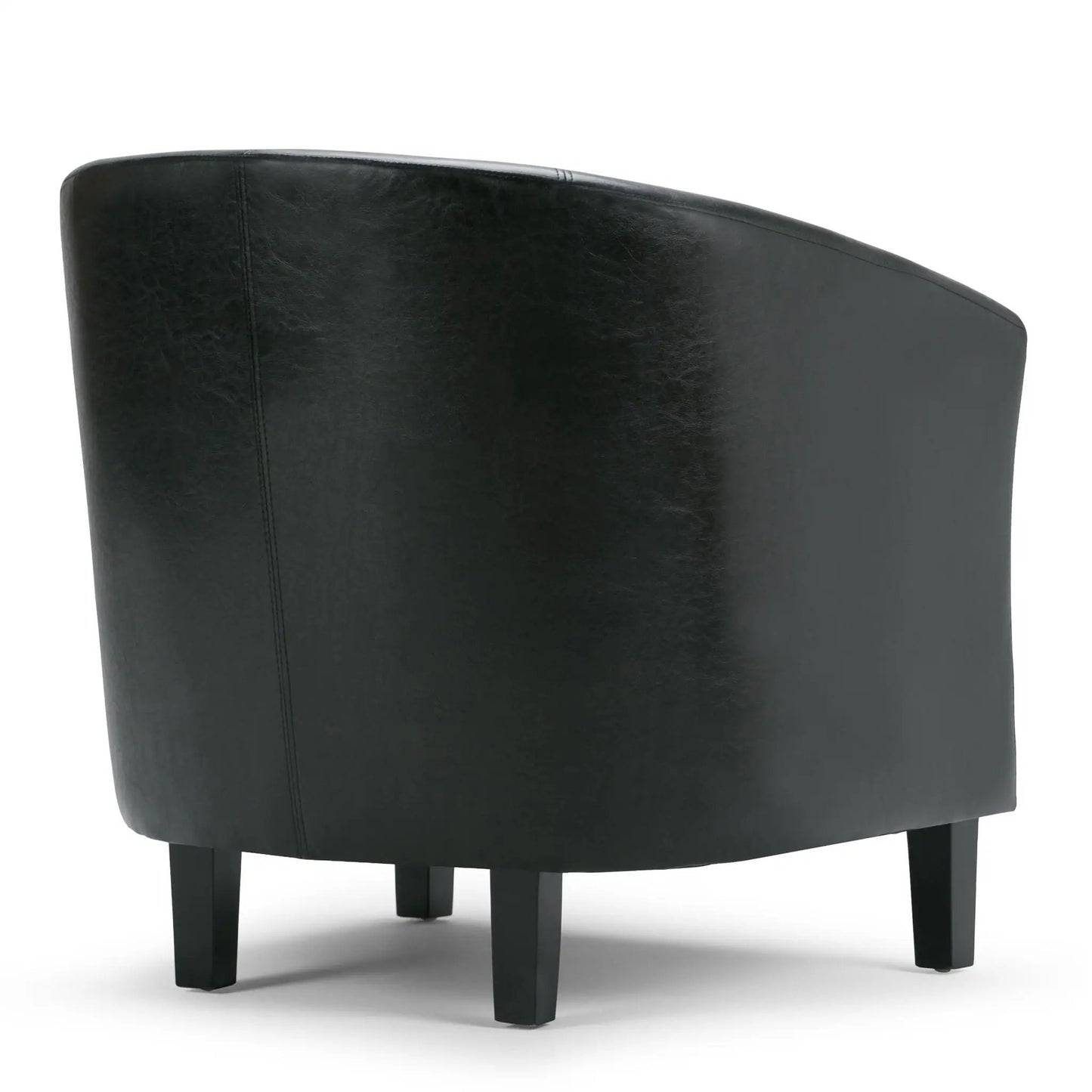 Austin Transitional Tub Chair black leather upholstery with stitched seams arm chair on Tampa Home & Garden Store