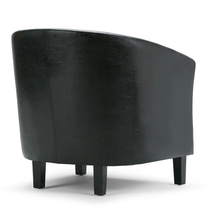 Austin Transitional Tub Chair black leather upholstery with stitched seams arm chair on Tampa Home & Garden Store