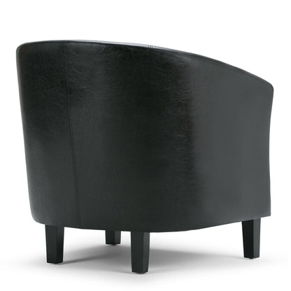 Transitional tub chair by HouseOfZazla in black leather with solid legs on Tampa Home & Garden Store