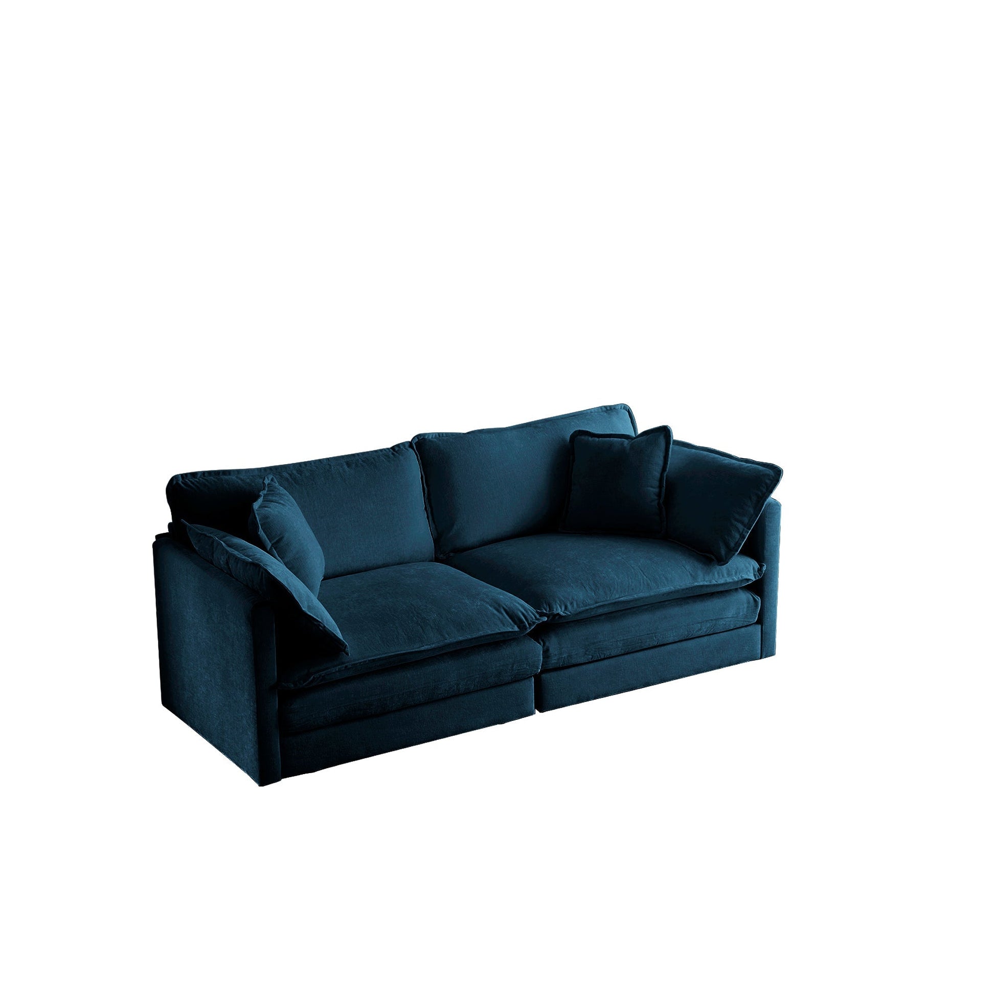 Blue velvet loveseat sofa by HouseOfZazla, modern stationary two-seat with plush cushions on Tampa Home & Garden Store