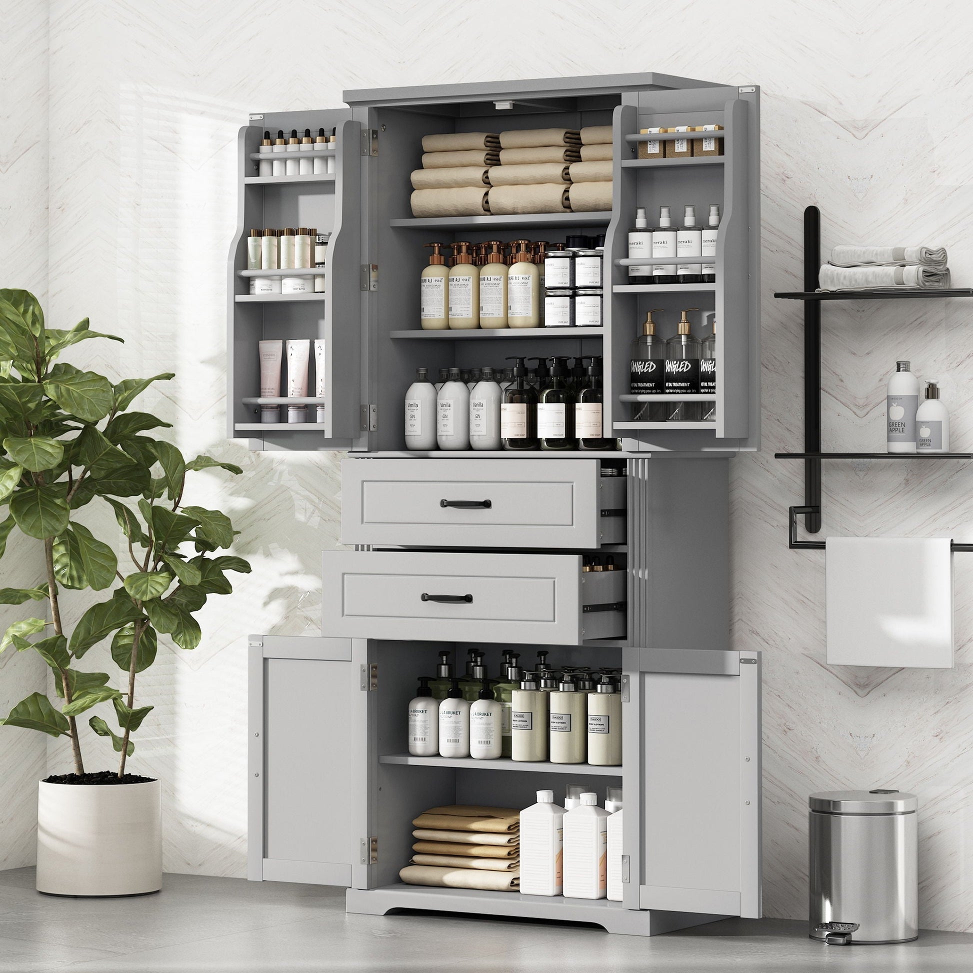 Multi Functional Storage Cabinet adjustable shelves, 2 drawers, door shelves by HouseOfZazla on Tampa Home & Garden Store