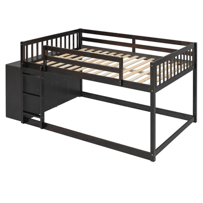 Bunk Bed With Four Drawers and Three Shelves