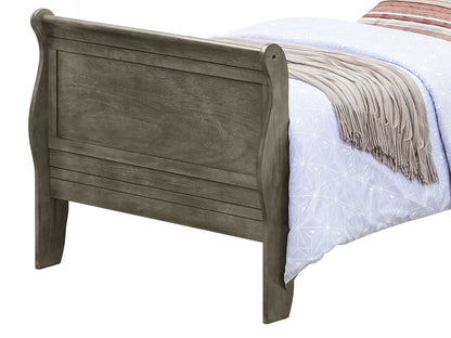 Panel Sleigh Bed HouseOfZazla weathered gray wood finish with curved ends and panels on Tampa Home & Garden Store