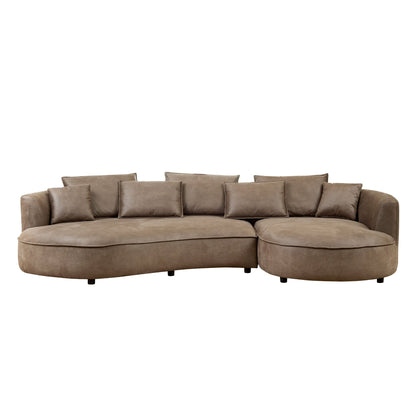 Modern Curved Sectional Sofa and the Wood Frame