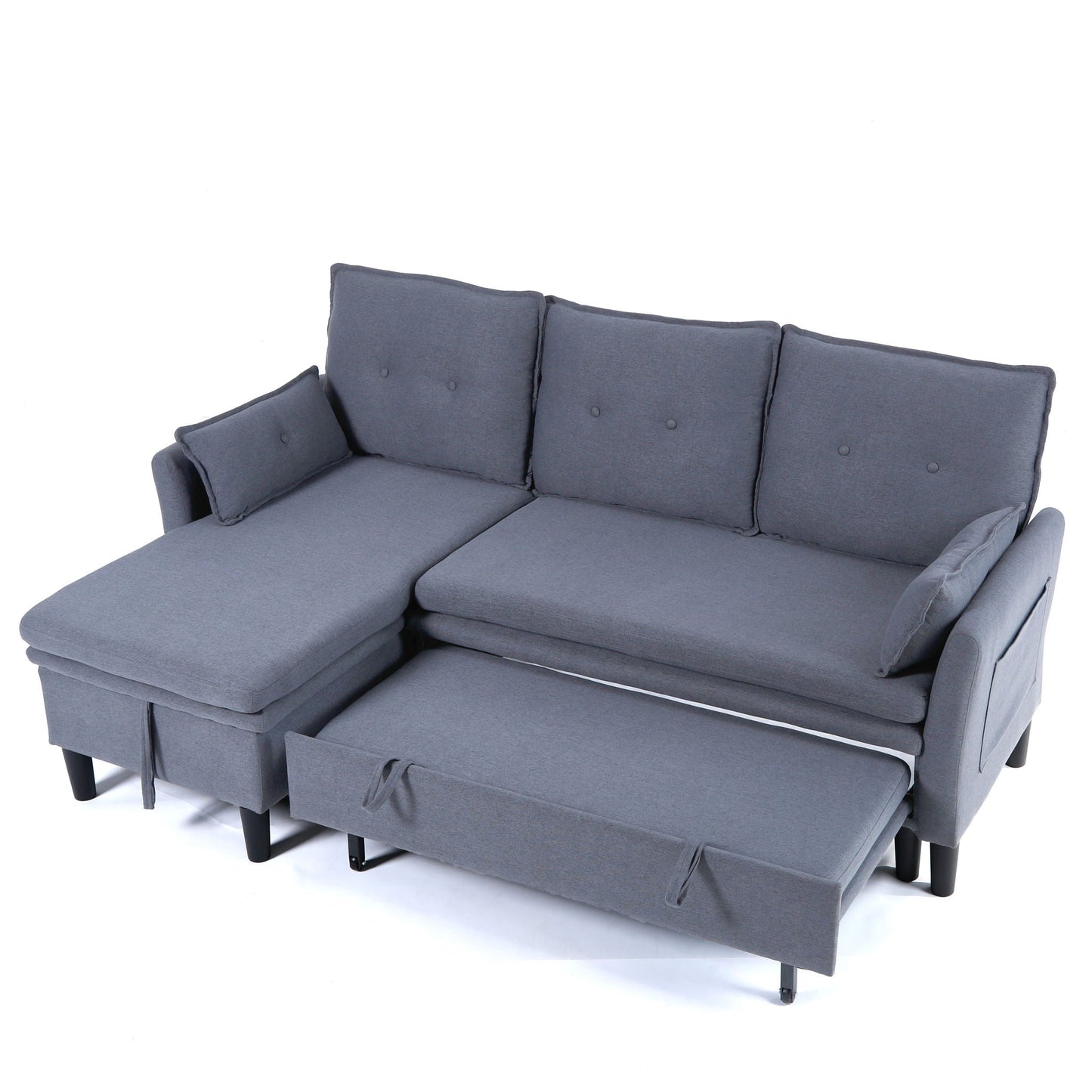 L-Shaped Reversible Chaise Sectional Sofa With Storage in blue-gray fabric on Tampa Home & Garden Store