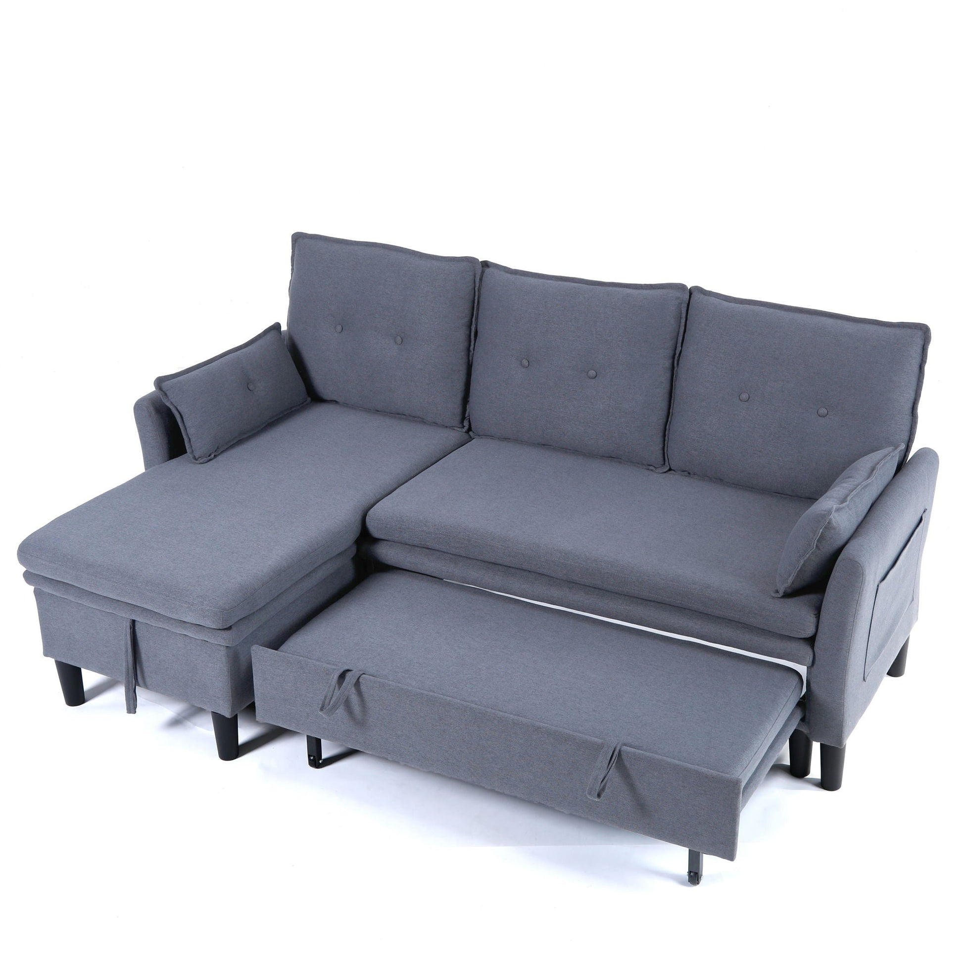 L-Shaped Reversible Chaise Sectional Sofa With Storage in blue-gray fabric on Tampa Home & Garden Store