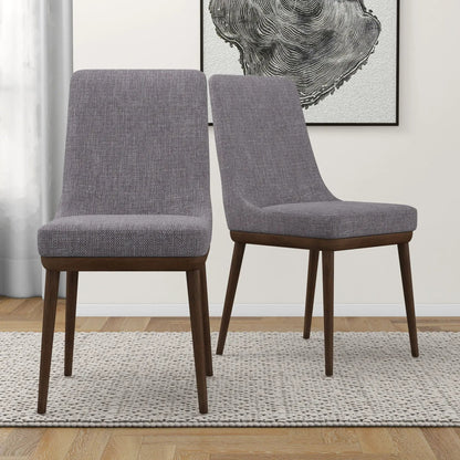 Kate mid-century dining chairs set of 2 in gray textured fabric with dark wood legs on Tampa Home & Garden Store