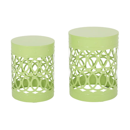 Outdoor Metal Side Tables Set of Two for Patio
