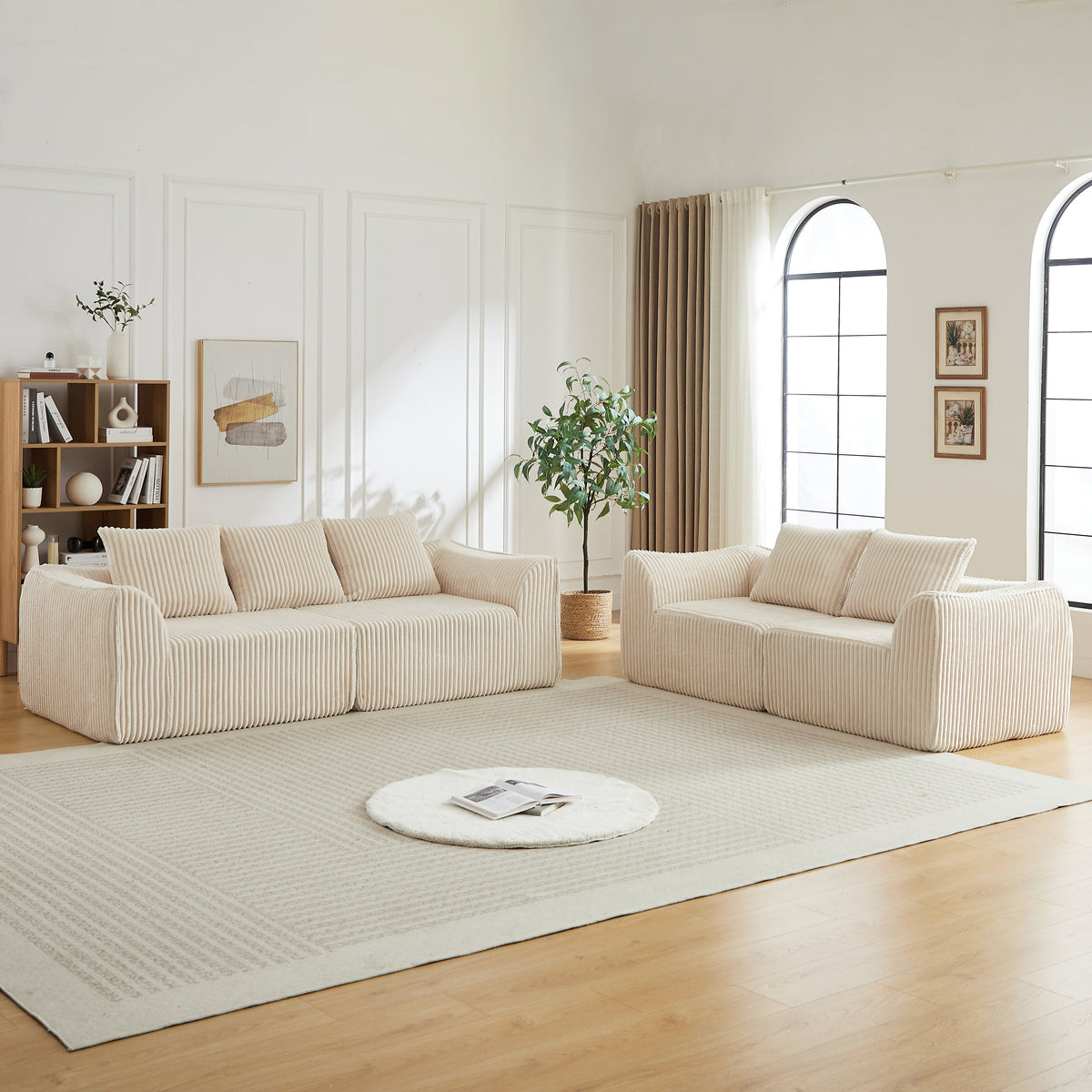 Minimalist Corduroy Seater Sofa and Bench