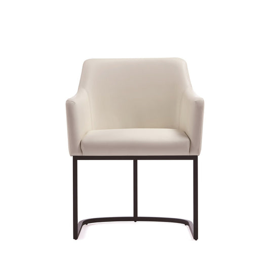 Serena Armchair cream leather upholstery with dark metal legs by HouseOfZazla on Tampa Home & Garden Store