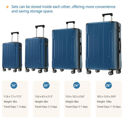 Hardshell Luggage Set 6-Piece Blue HouseOfZazla with spinner wheels on Tampa Home & Garden Store