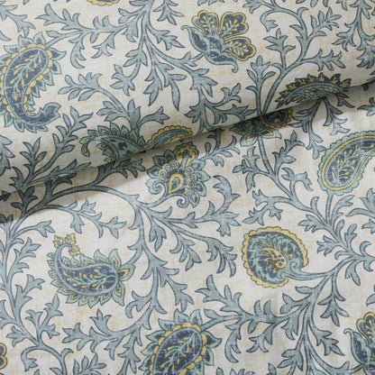 9 Piece Cotton Percale Comforter Set Aqua with aqua paisley floral on light beige background on Tampa Home & Garden Store