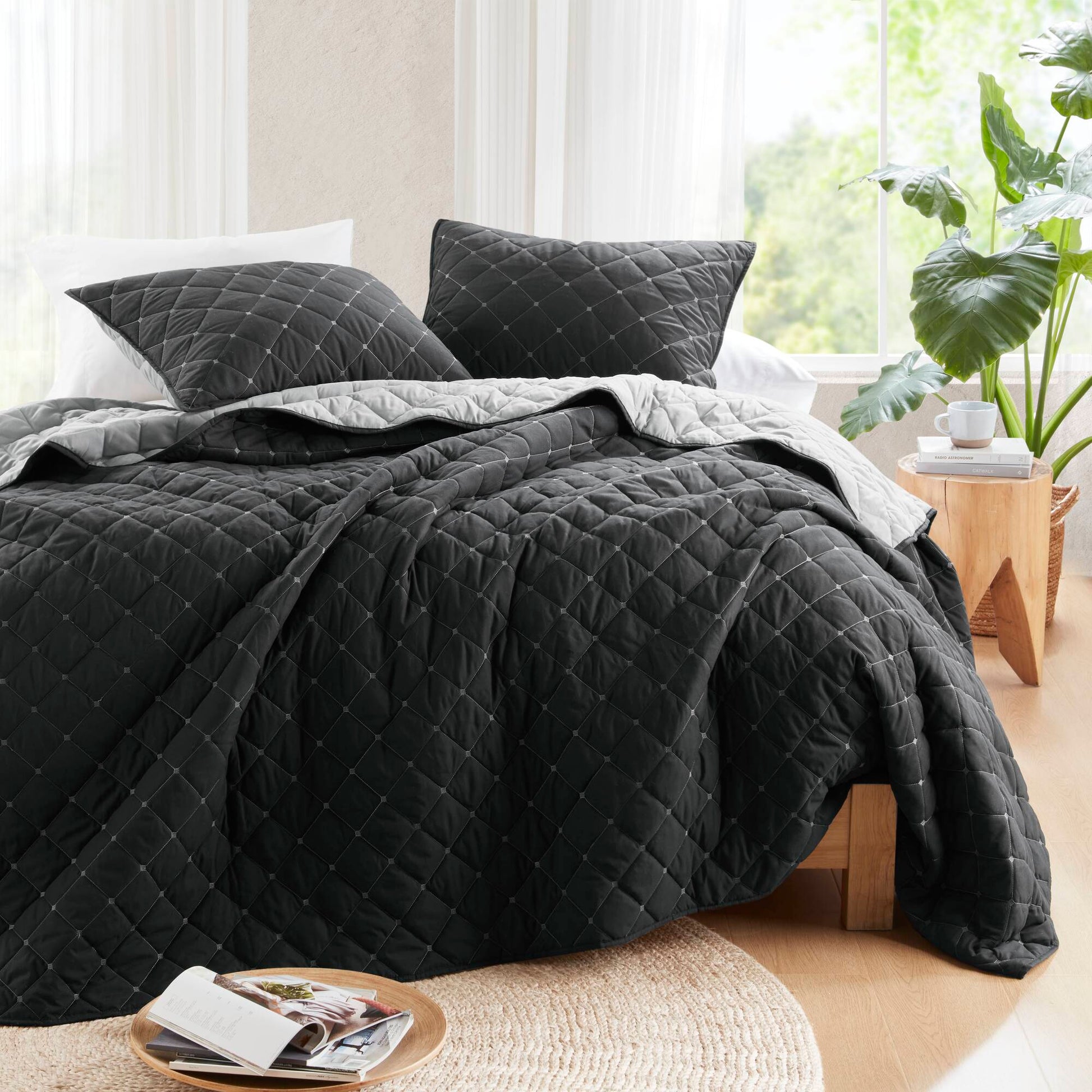 7-Piece King/Cal King Bedding Set HouseOfZazla black quilted comforter and shams on Tampa Home & Garden Store