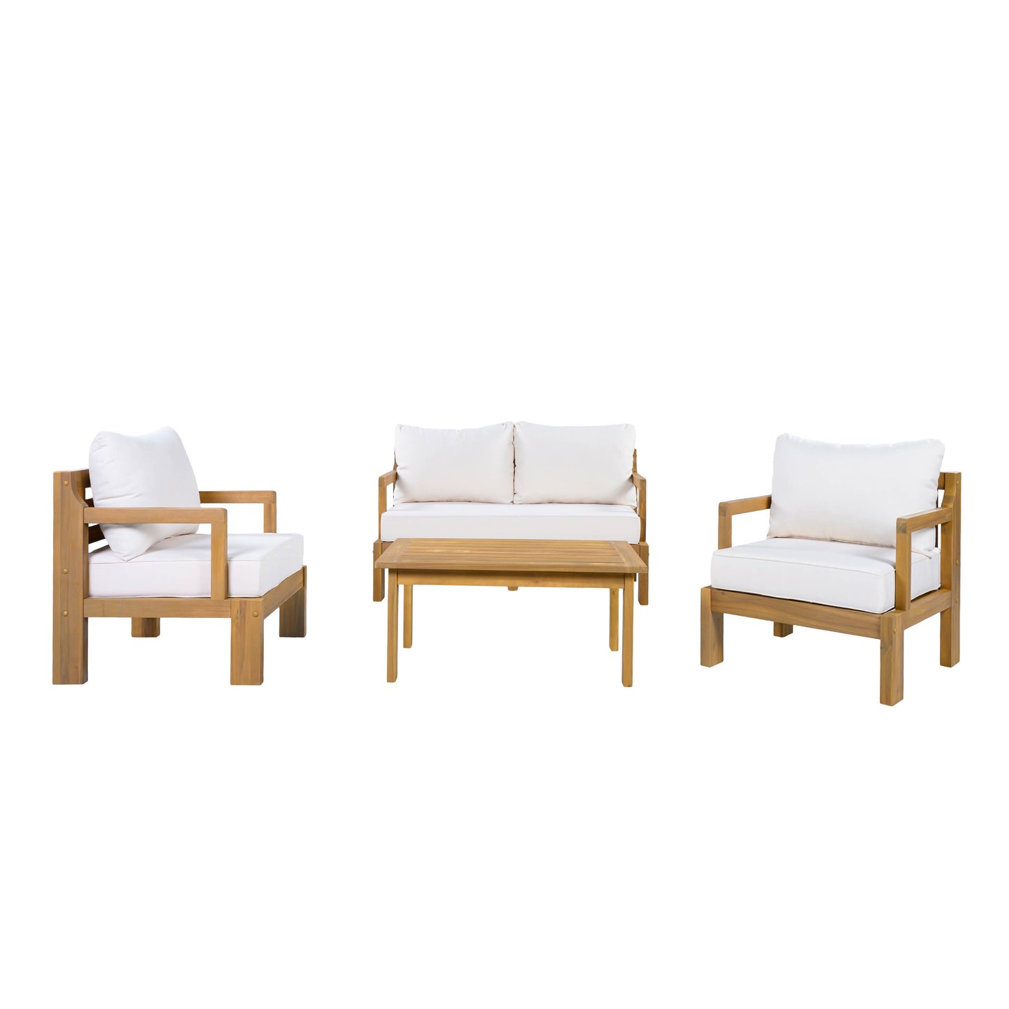 Outdoor 4-Seater Acacia Wood Patio Set for Home