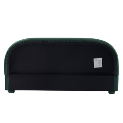Dark Green Velvet Bed Frame and Curved Headboard