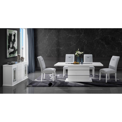Buffet with Clear Glass Inlay, white high-gloss finish, 61.8 in wide, HouseOfZazla on Tampa Home & Garden Store
