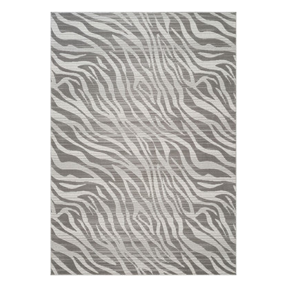 Plush zebra-patterned area rug in ivory and gray by HouseOfZazla on Tampa Home & Garden Store