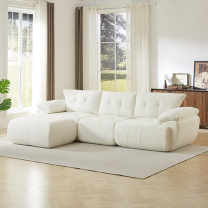 115'' Large Modern 3-Seater Sofa white textured fabric by HouseOfZazla on Tampa Home & Garden Store