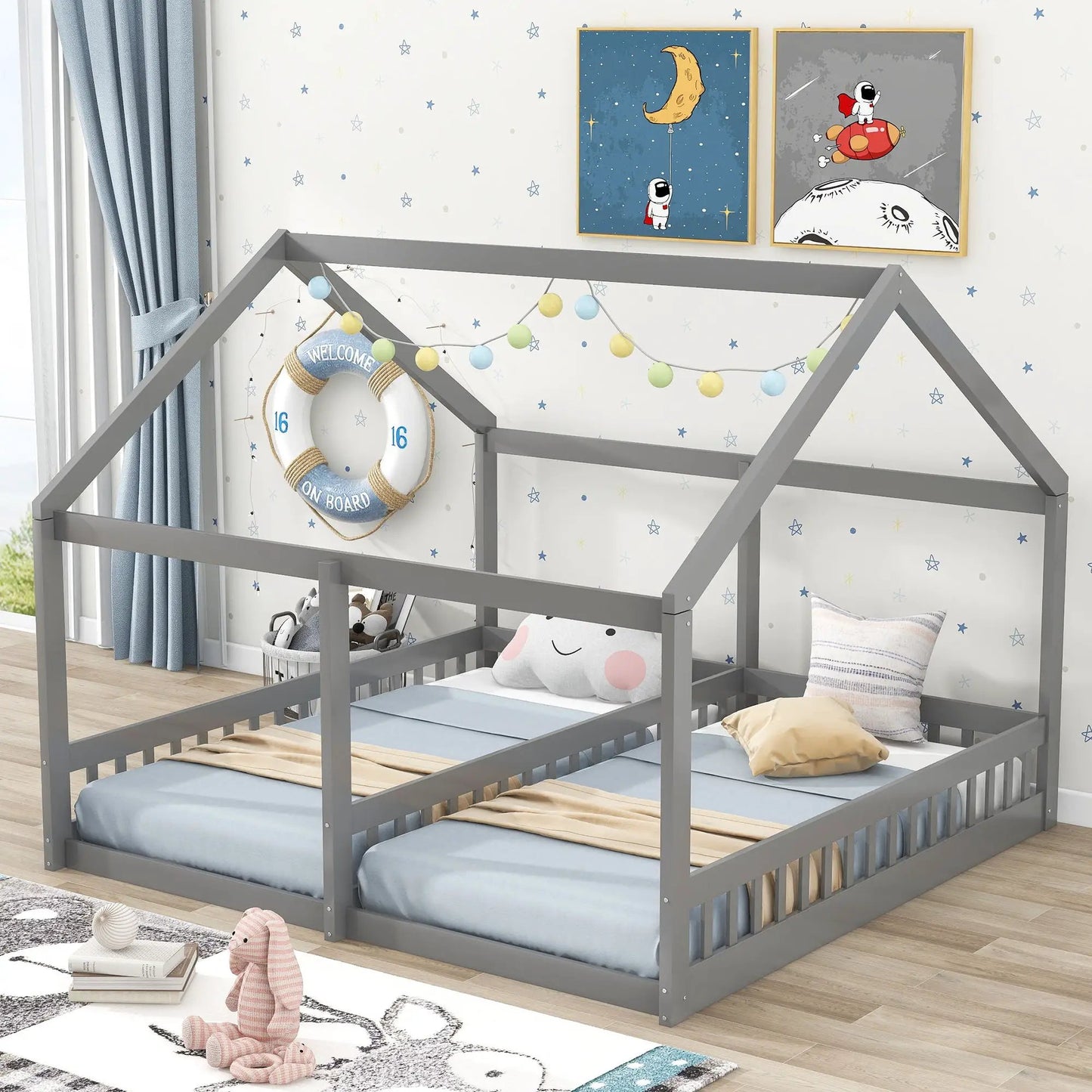 House Platform Beds For Two With Guardrails