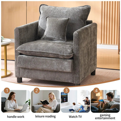 Modern Reading Armchair with Cozy Cushioned Back