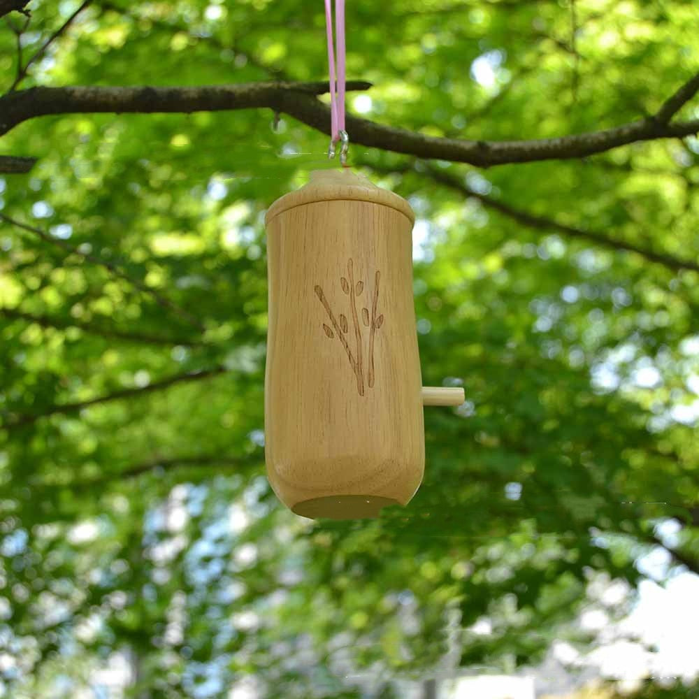 Wooden hummingbird hanging nest house with beige finish and carved motif Sell My Stuff on Tampa Home & Garden Store