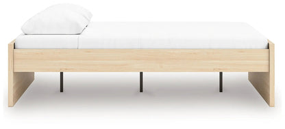 Onita Platform Bed natural oak storage frame with white bedding on Tampa Home & Garden Store