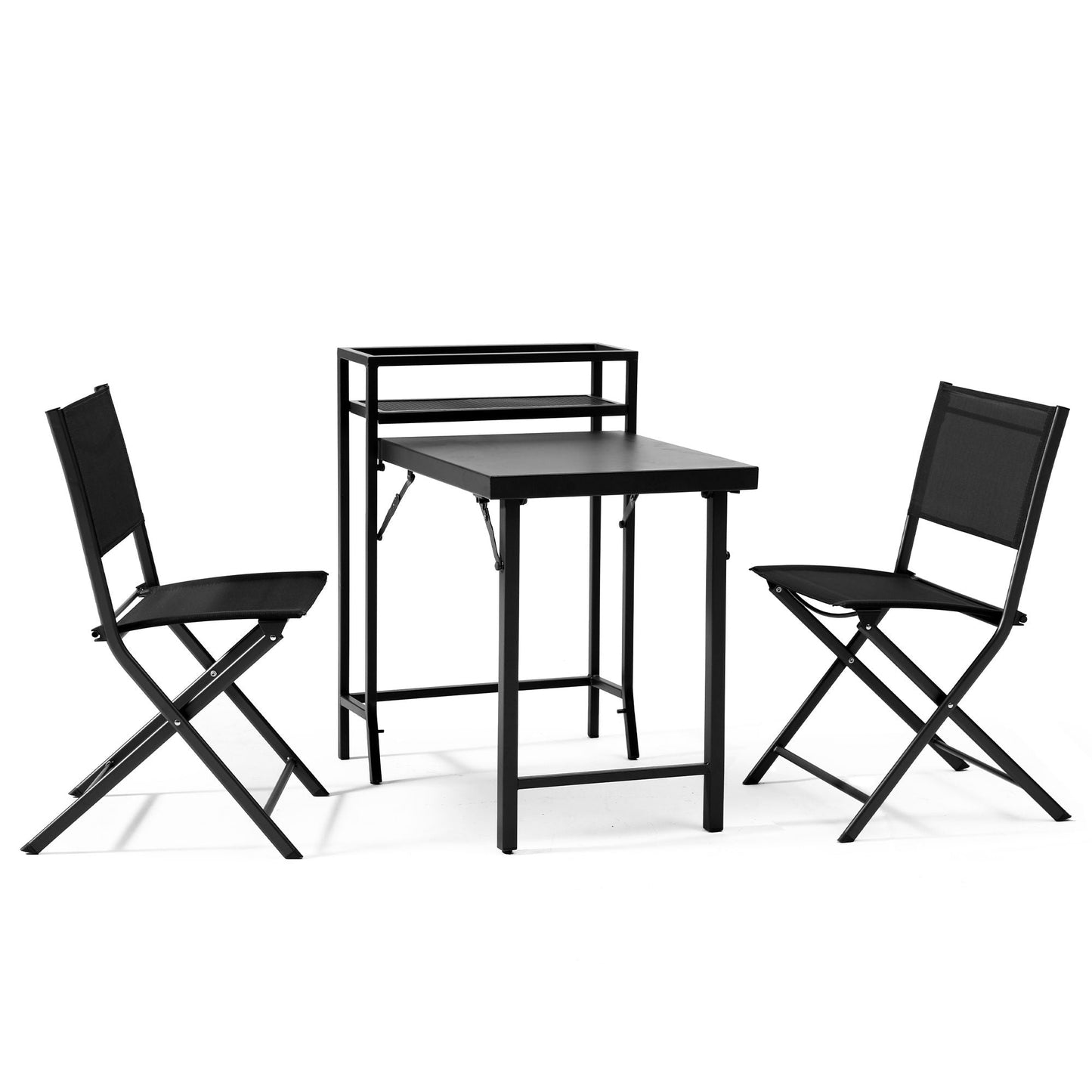 Black Folding Patio Bistro Set and Sling Chairs