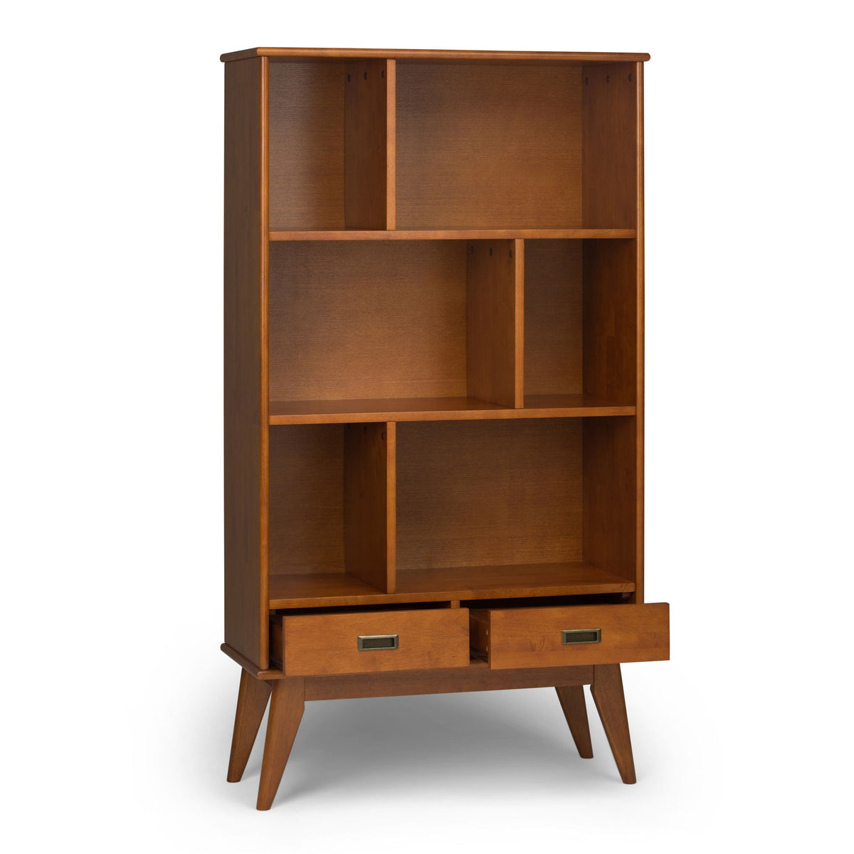 Mid Century Wide Bookcase and Storage Drawers, wood finish with 2 bottom drawers HouseOfZazla on Tampa Home & Garden Store