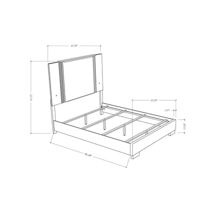 Moon panel bed frame blueprint with LED accents and dimensions on Tampa Home & Garden Store