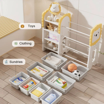 Kids Bookshelf and Toy Storage Organizers 4 Tier
