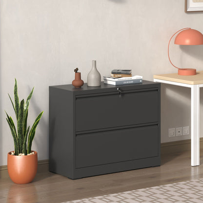 Premium metal lateral filing cabinet with lock in black finish, 3 drawers on Tampa Home & Garden Store