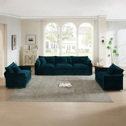 Solid Wood Sofa Set and Two Modern Accent Chairs