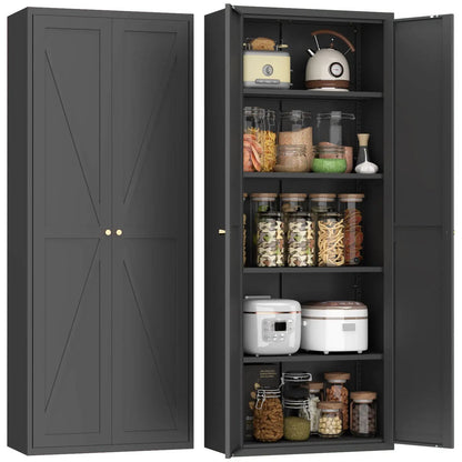 Adjustable 2-Door Storage Cabinet in dark gray with gold knobs by Unique Piece Furniture on Tampa Home & Garden Store