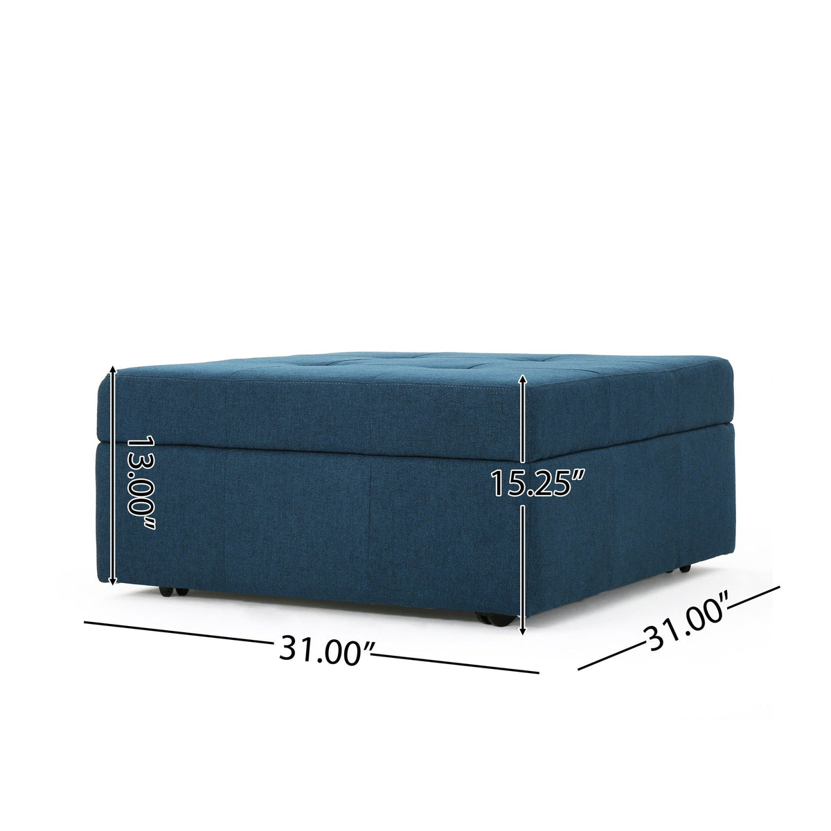 Flip Top Ottoman Navy Blue with tufted waffle stitch and rolling casters by HouseOfZazla on Tampa Home & Garden Store