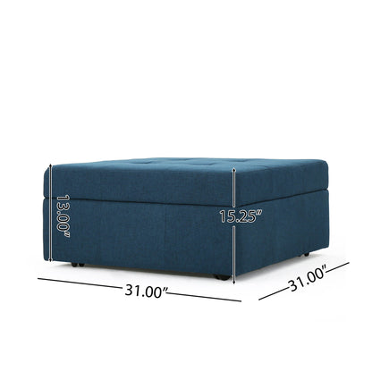 Flip Top Ottoman Navy Blue with tufted waffle stitch and rolling casters by HouseOfZazla on Tampa Home & Garden Store
