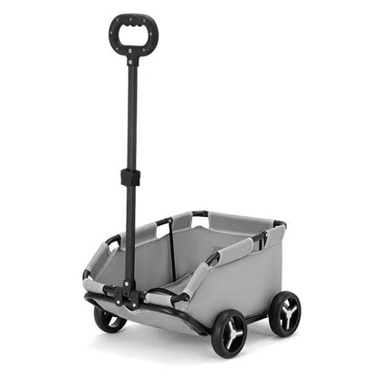 Pet stroller cart for small dogs/cats in gray fabric with four wheels and tall adjustable handle on Tampa Home & Garden Store
