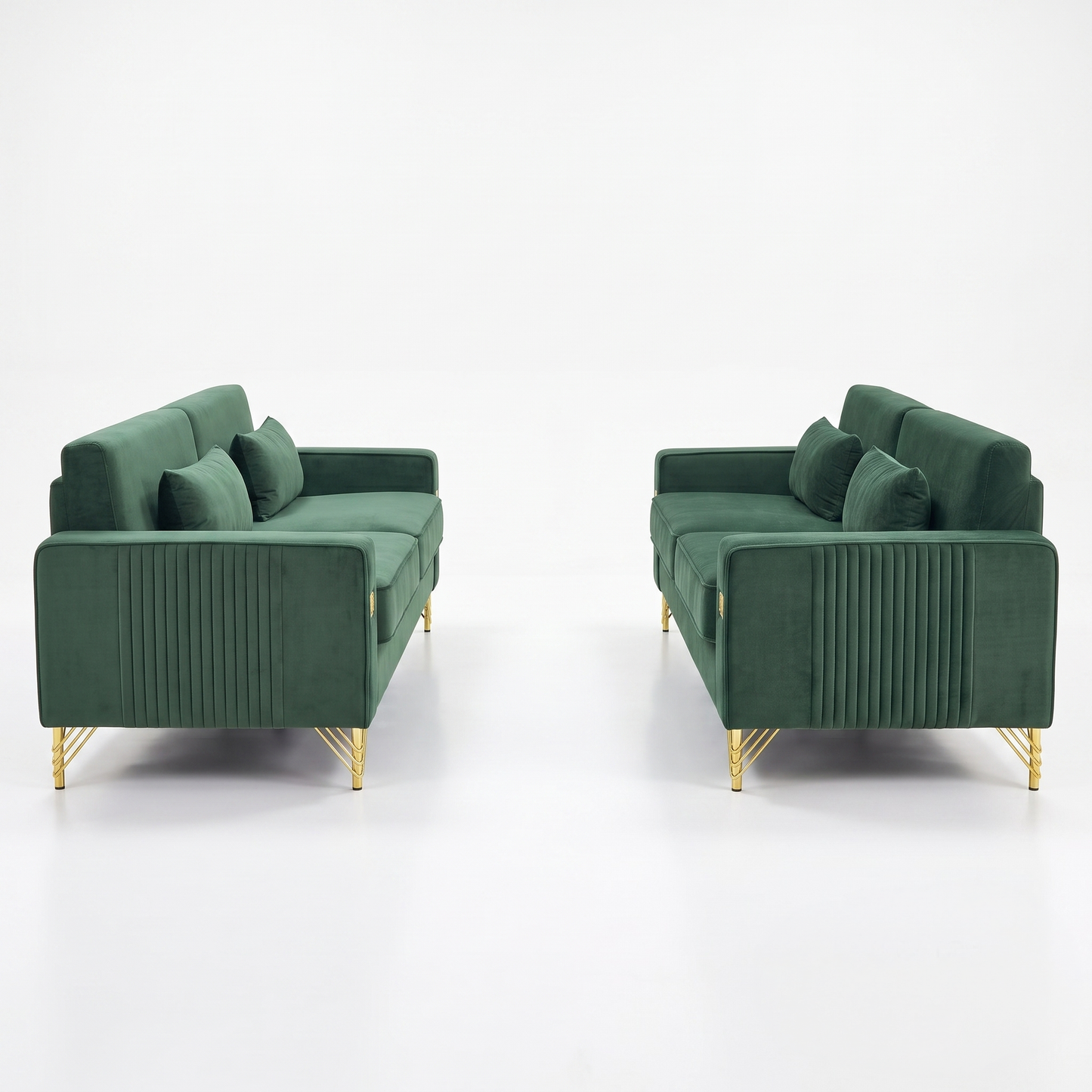Emerald Green Velvet Sofa Set in the Living Room