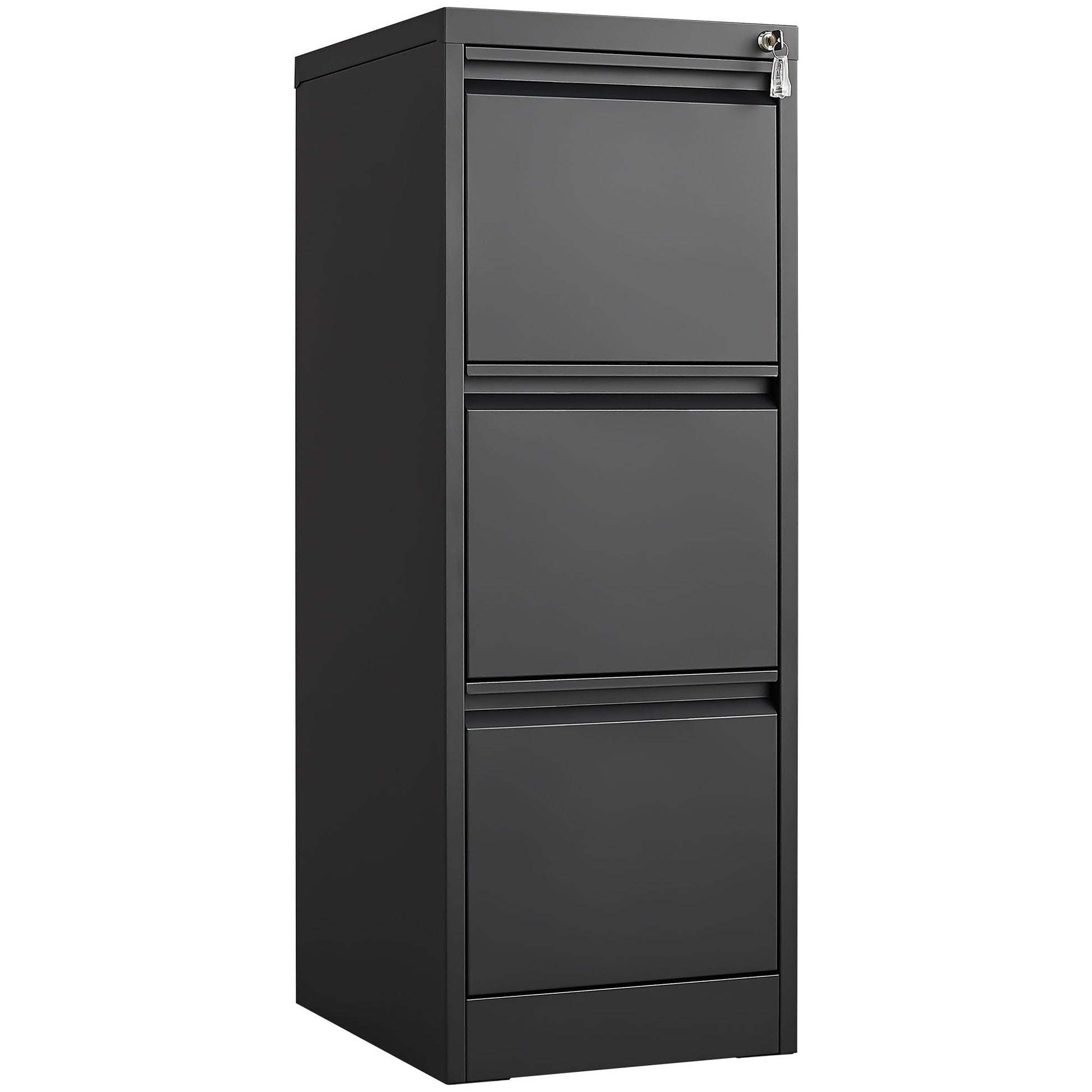 3-drawer filing cabinet with lock, durable metal, black finish, HouseOfZazla on Tampa Home & Garden Store