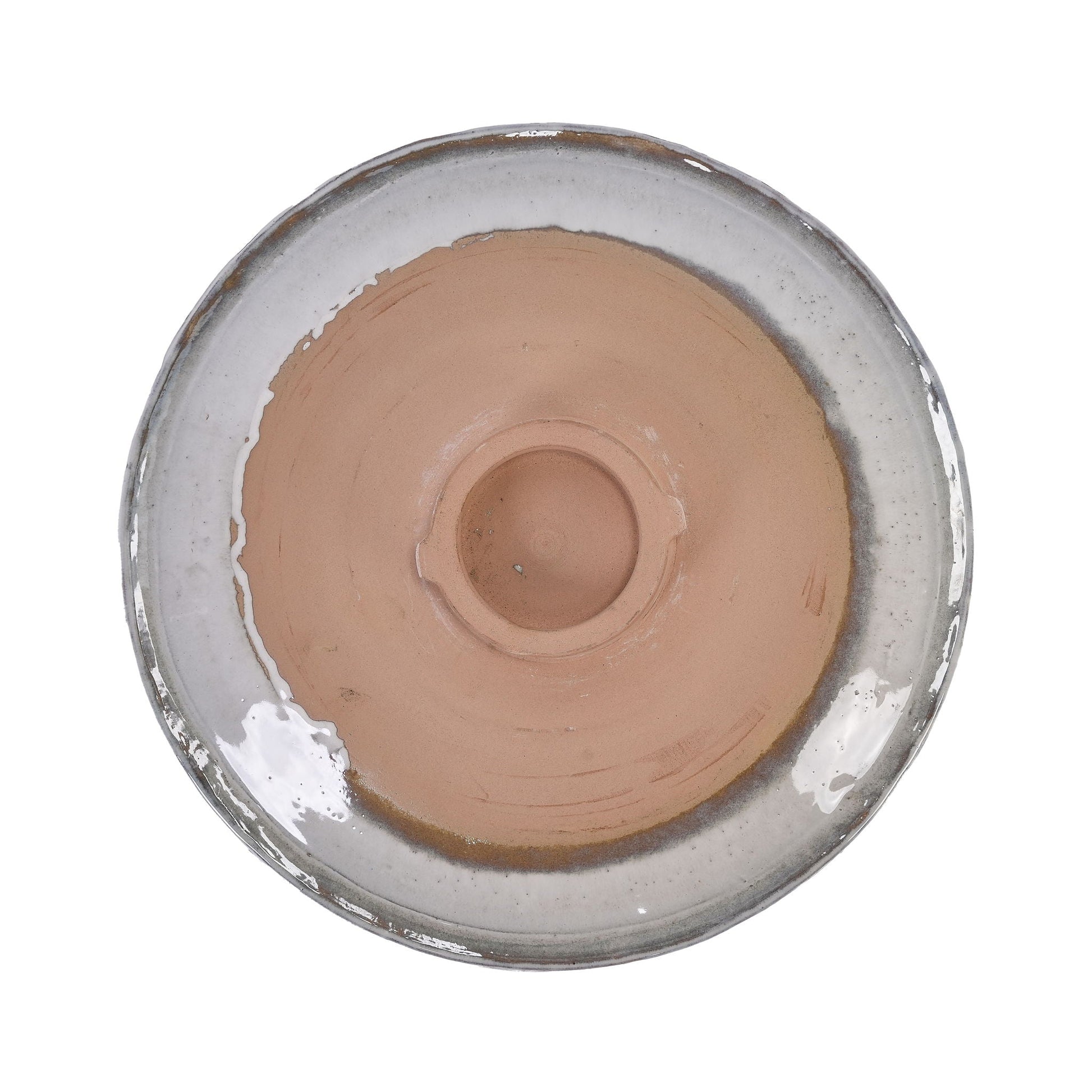 Birdbath ceramic with white exterior and pink interior for patio garden, HouseOfZazla on Tampa Home & Garden Store