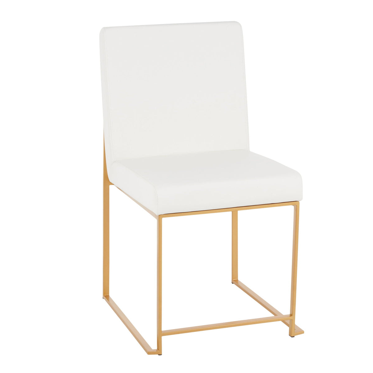 Contemporary high back dining chair white upholstered seat with gold frame HouseOfZazla on Tampa Home & Garden Store