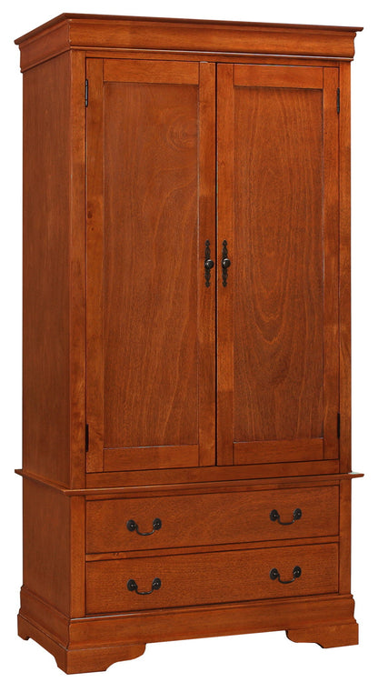 Chiffarobe armoire with hanging bar; cherry finish, 2 doors with black pulls HouseOfZazla on Tampa Home & Garden Store