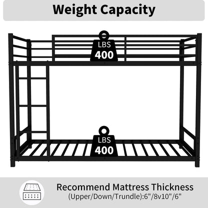 Bunk bed frame in black metal with safety guardrails and 400 lb capacity per bunk on Tampa Home & Garden Store