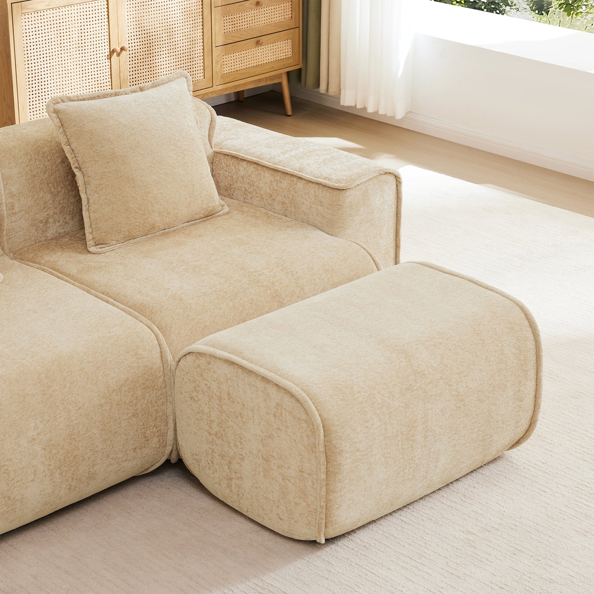 Streamlined Design Modular 2 Seat L Shape Sectional Sofa in beige fabric by HouseOfZazla on Tampa Home & Garden Store