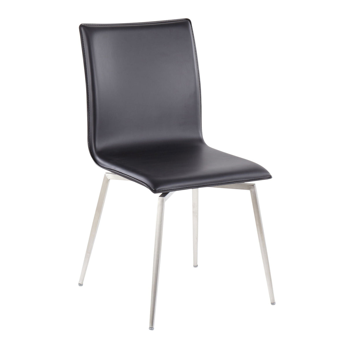 Contemporary upholstered chair set of 2 with swivel base in black faux leather on Tampa Home & Garden Store