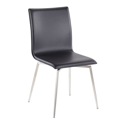 Contemporary upholstered chair set of 2 with swivel base in black faux leather on Tampa Home & Garden Store