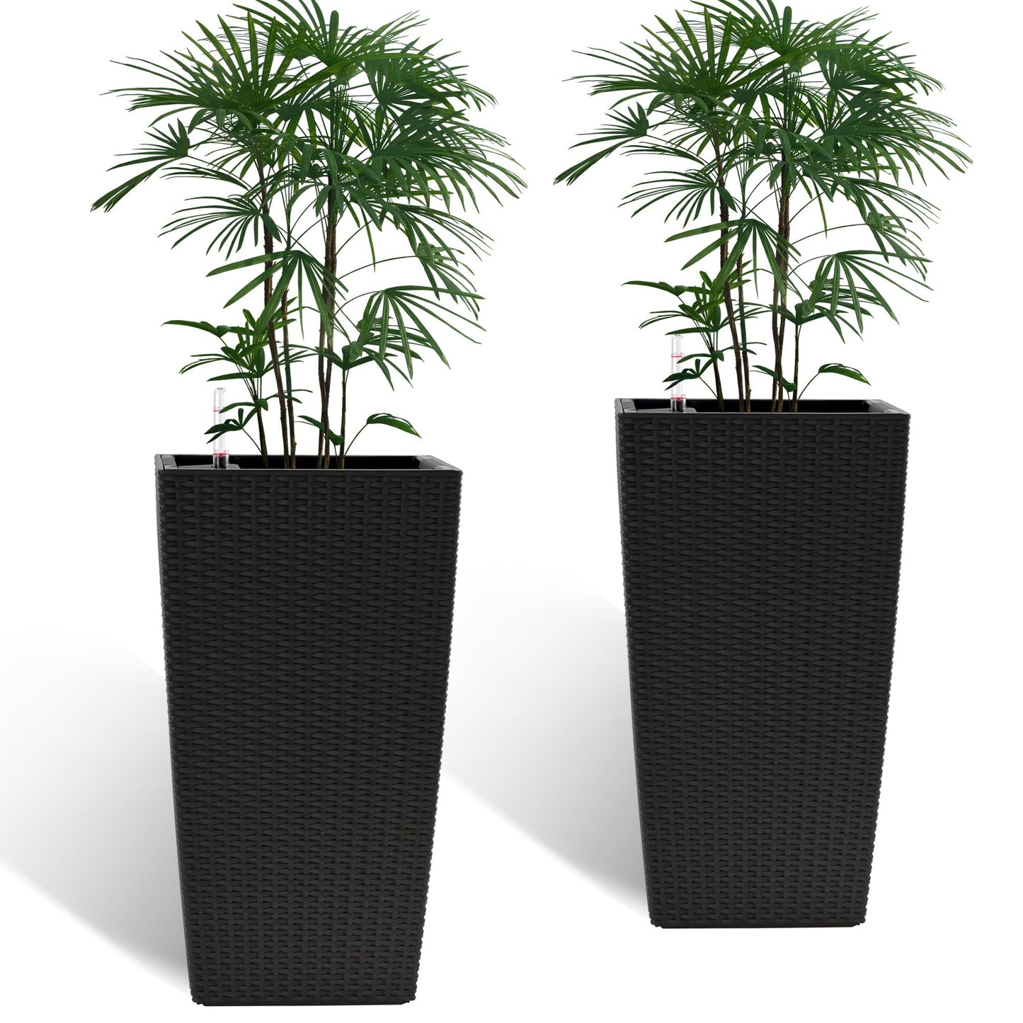 Square black woven planters set of 2 with automatic watering system by HouseOfZazla on Tampa Home & Garden Store